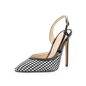 Checkered Slingback Stiletto High Heels