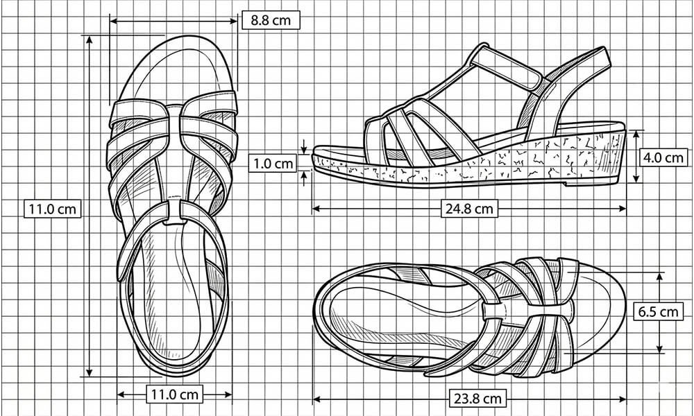 Design draft of women's sandals
