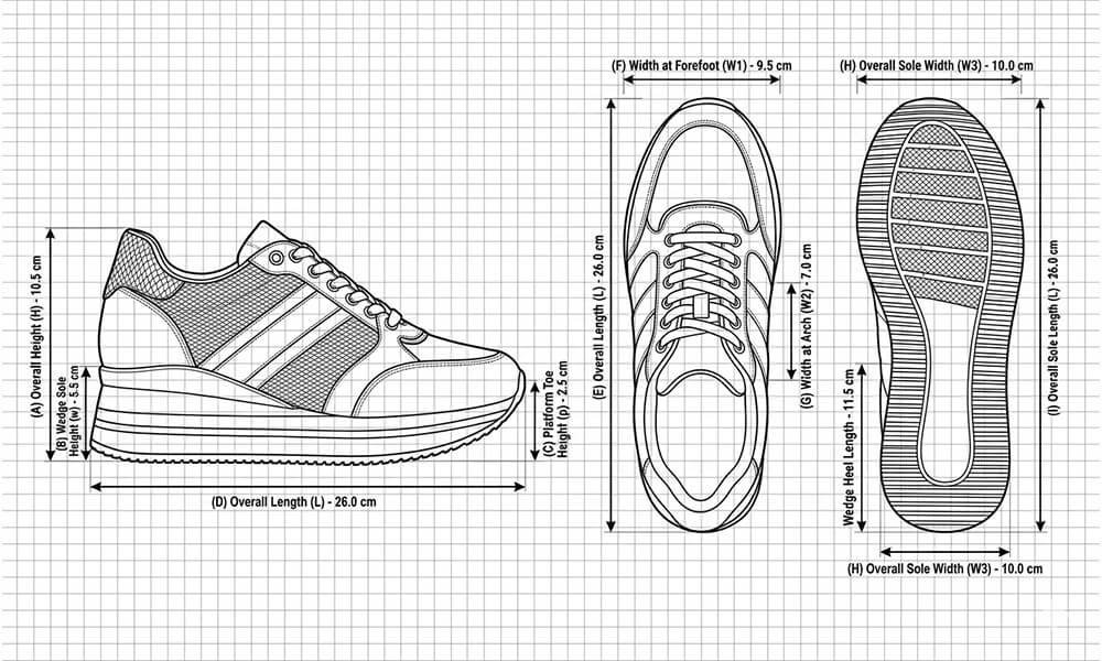 Design draft of women's sneakers