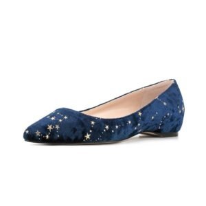 Navy Velvet Star Pointed Flats