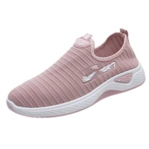 Pink Knit Slip-On Casual Sneakers