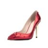 Red Metallic Spiked Stiletto High Heels