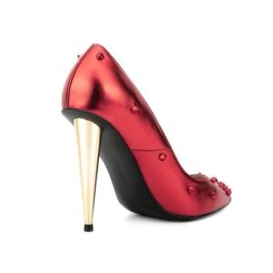 Sexy Formal Shoes Pointy Toe Cone Heels Ladies Shallow Mouth Metallic Pumps 2