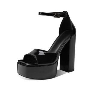 Toe Chunky Heel Ankle Strap Platform Sandals for Ladies 2